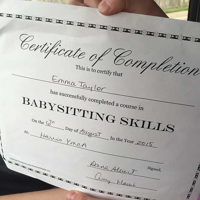 So proud of my official certified babysitter! She has worked so hard this week and cannot wait to put her skills to work!