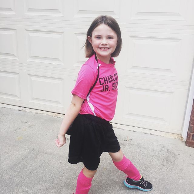 Someone is ready for their first soccer game of the season!