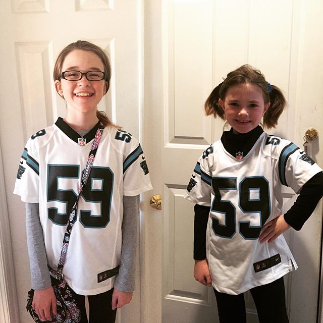 These two #lukekuechly fans are ready to cheer on their #Panthers in the #nfcchampionship today! #panthernation is ready to #keeppounding @panthers