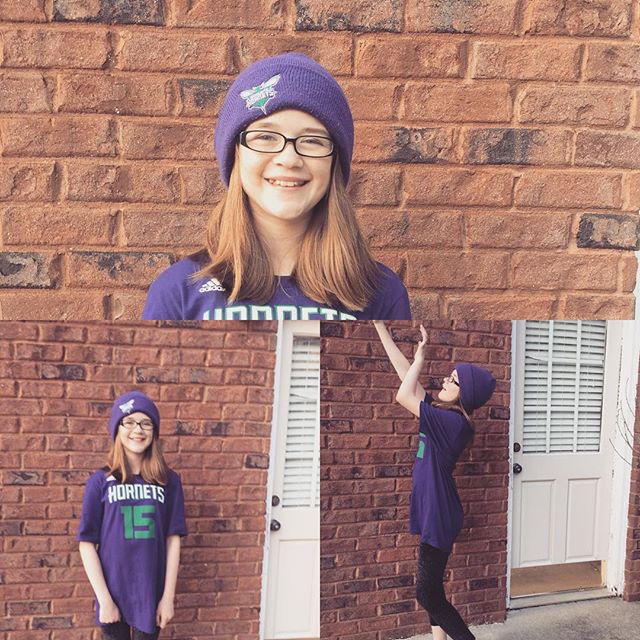 Go @hornets and beat those Rockets! My girl is ready for her #jeremylin bobble head! #hornets #hornetsnation