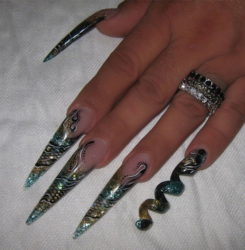 Swiss Army Stiletto Nails